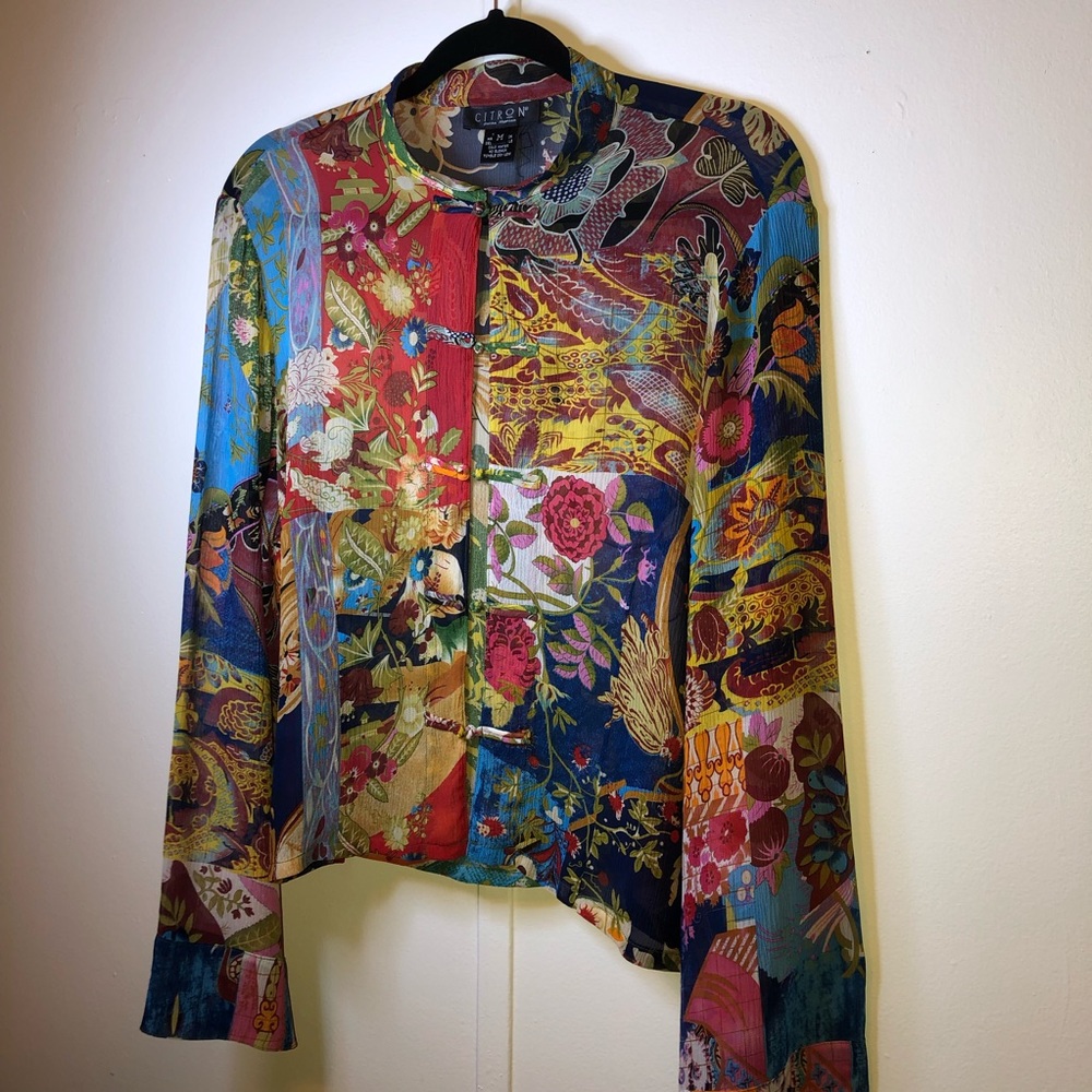 Citron Floral Cropped Jacket